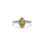 14K White Gold Fancy Yellow Marquise Diamond Engagement Ring