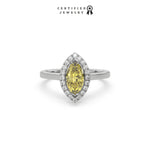 Marquise Cut Diamond Ring, Yellow Diamond Ring, Halo Diamond Engagement Ring, Yellow Diamond Wedding Ring, White Gold Ring