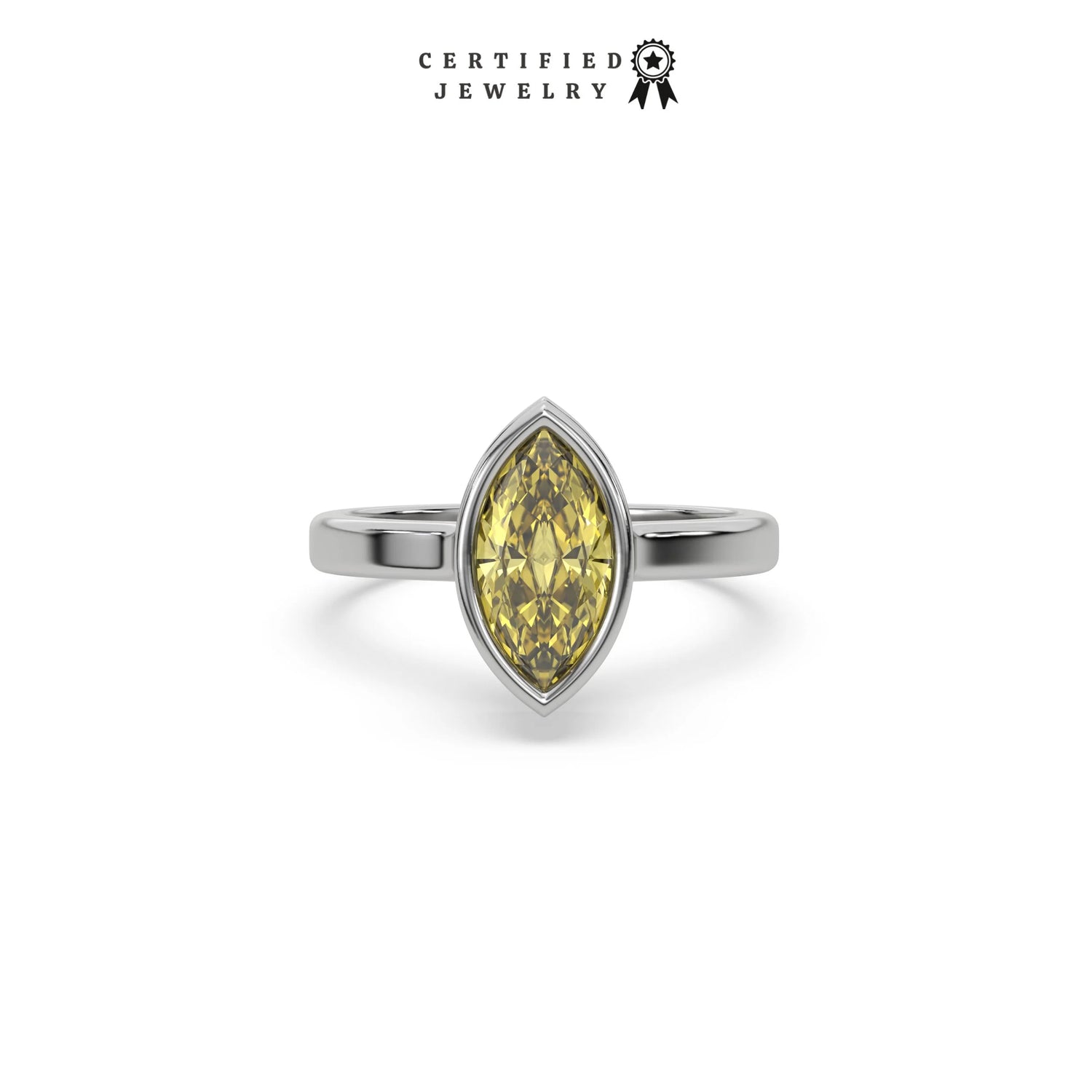 3 CT Fancy Yellow Diamond Marquise Hidden Halo Engagement Ring