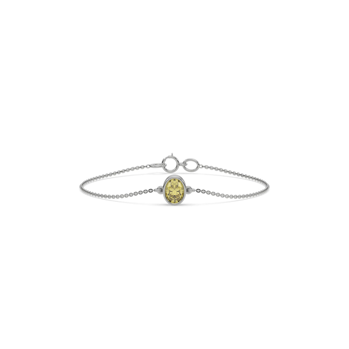 18K White Gold Fancy Yellow Oval Solitaire Diamond Bracelet