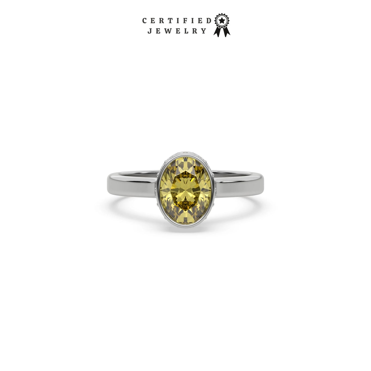 3 CT Fancy Yellow Diamond Oval Hidden Halo Engagement Ring