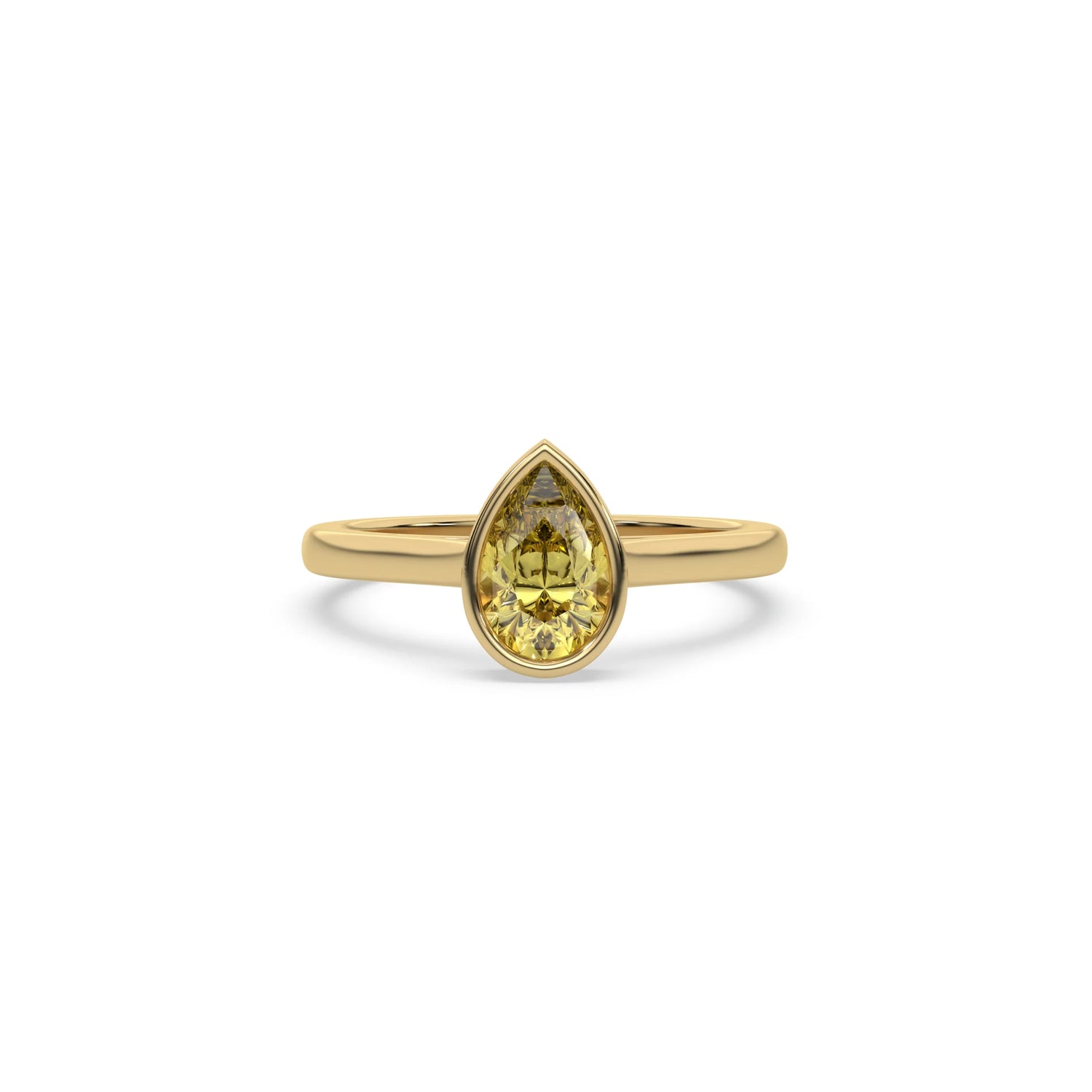 3 CT Fancy Yellow Pear Diamond Bezel Engagement Ring