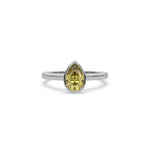 14K White Gold Fancy Yellow Pear Diamond Wedding Ring