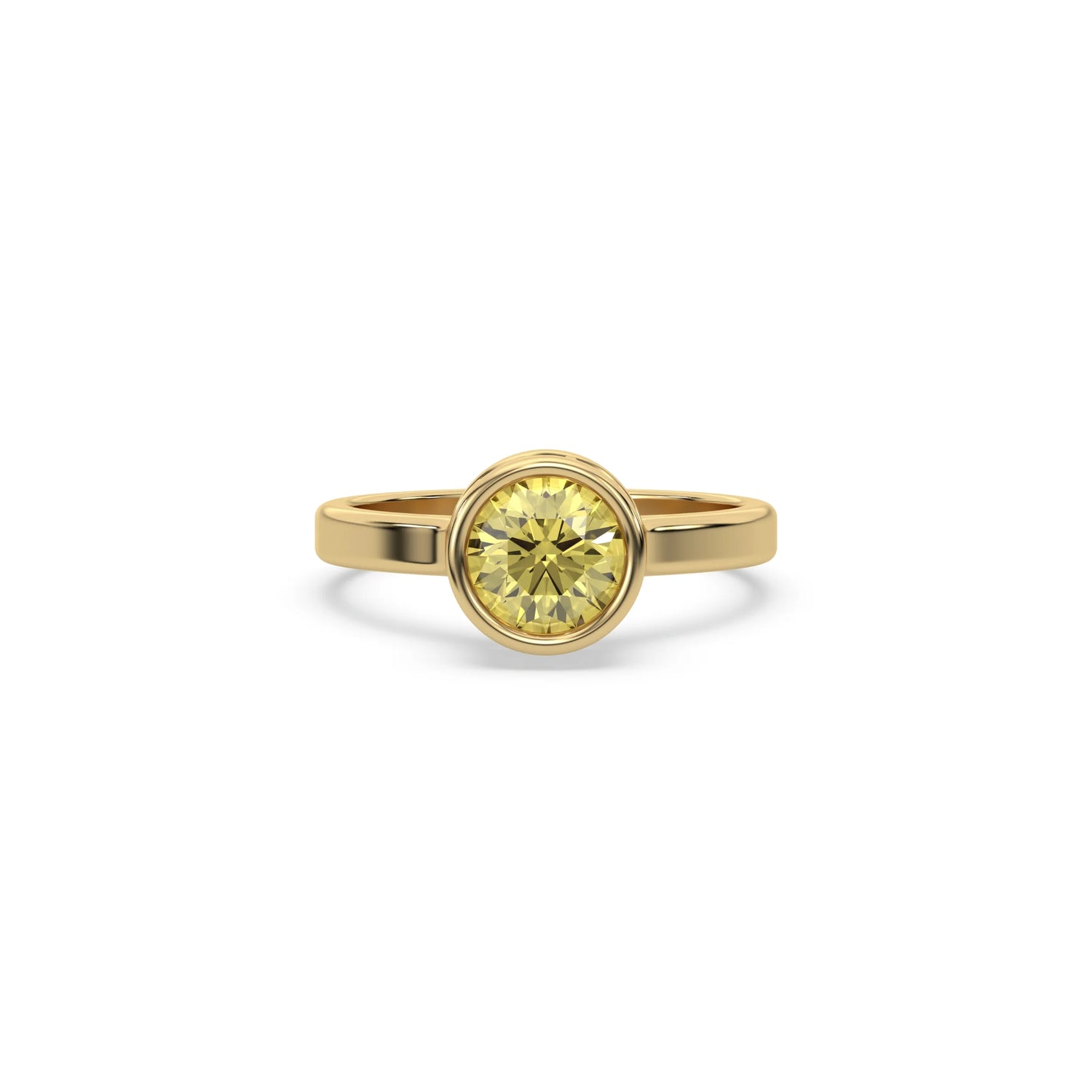 14K Yellow Gold Fancy Yellow Round Diamond Solitaire Engagement Ring
