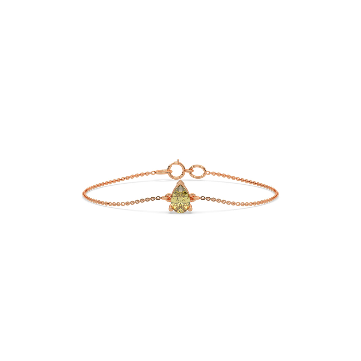 14K Rose Gold Fancy Yellow Pear Solitaire Diamond Bracelet 