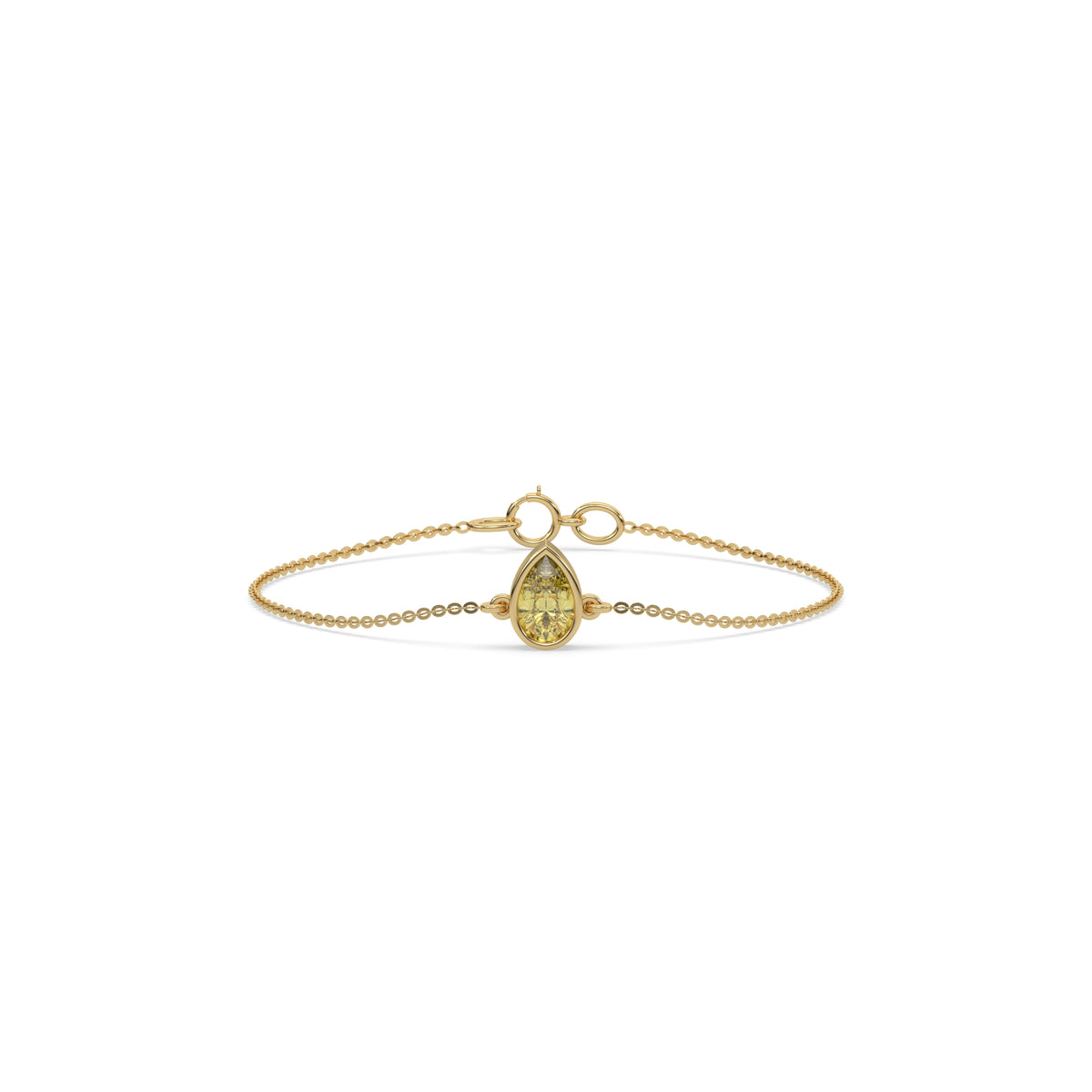 18K Yellow Gold Fancy Yellow Pear Solitaire Diamond Bracelet 