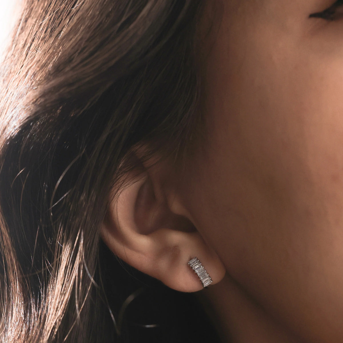 baguette Diamond Gold Earring 