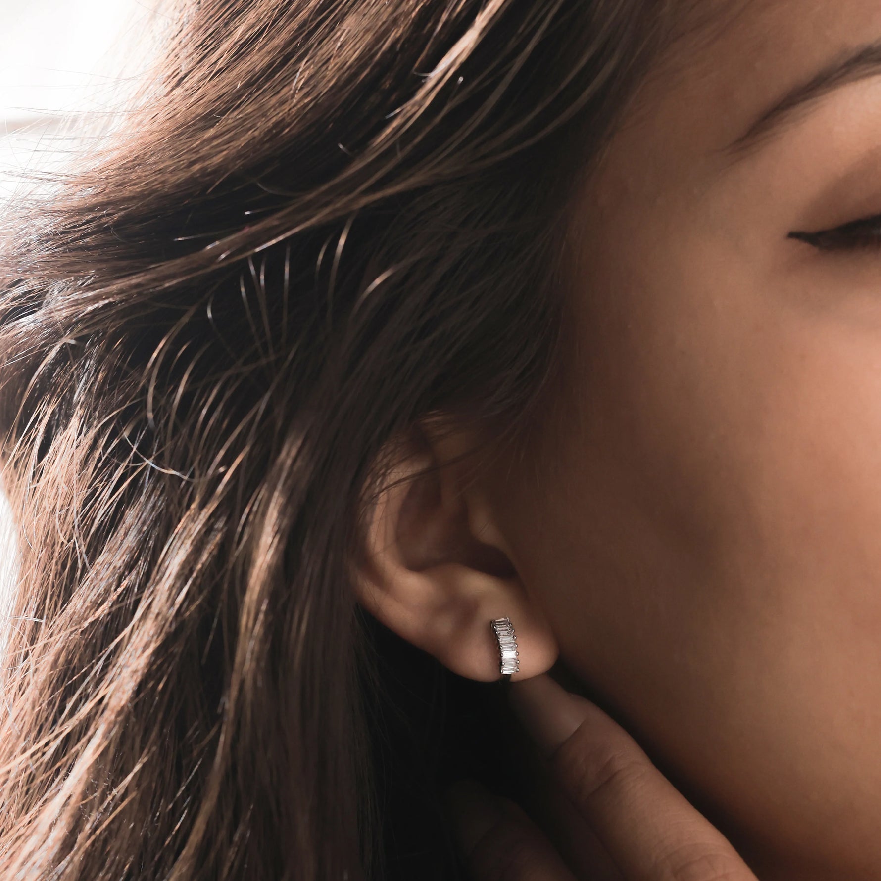 baguette Hoops Diamond Earring 