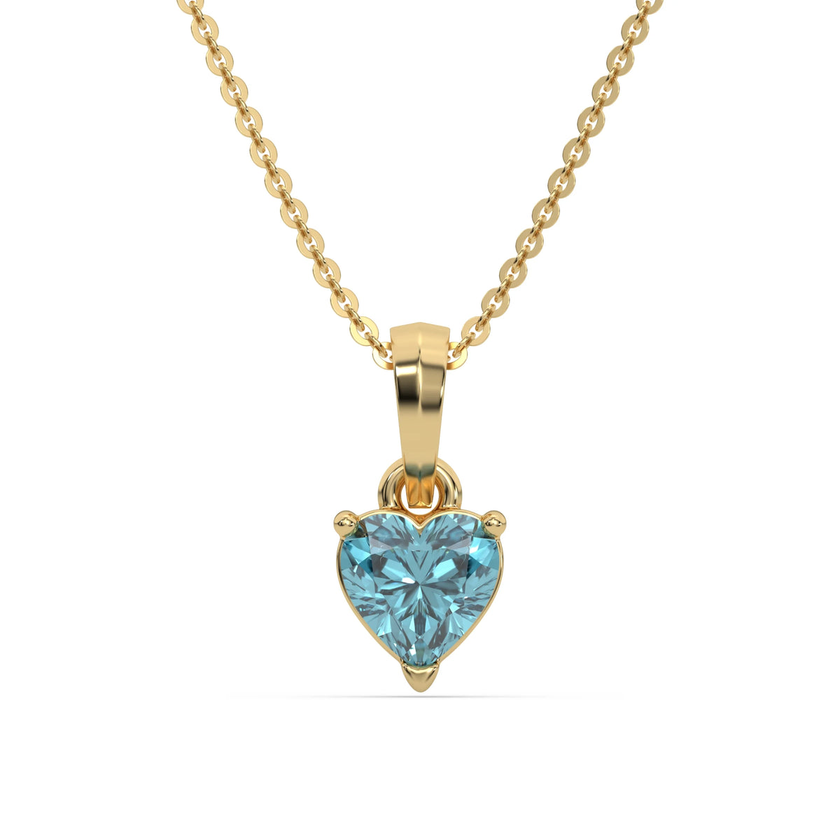 18K Yellow Gold Fancy Blue Heart Solitaire Diamond Necklace