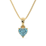 18K Yellow Gold Fancy Blue Heart Solitaire Diamond Necklace