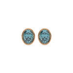 18k Rose gold fancy blue oval diamond solitaire earrings