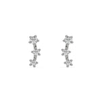 18k white gold natural round cut diamond ear climber  earrings with tapering diamonds