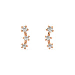 18k rose gold natural round cut diamond ear climber  earrings with tapering diamonds