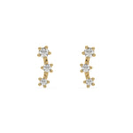 10k yellow gold natural round cut diamond ear climber  earrings with tapering diamonds