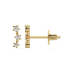 18k Yellow gold natural round cut diamond ear climber  earrings with tapering diamonds