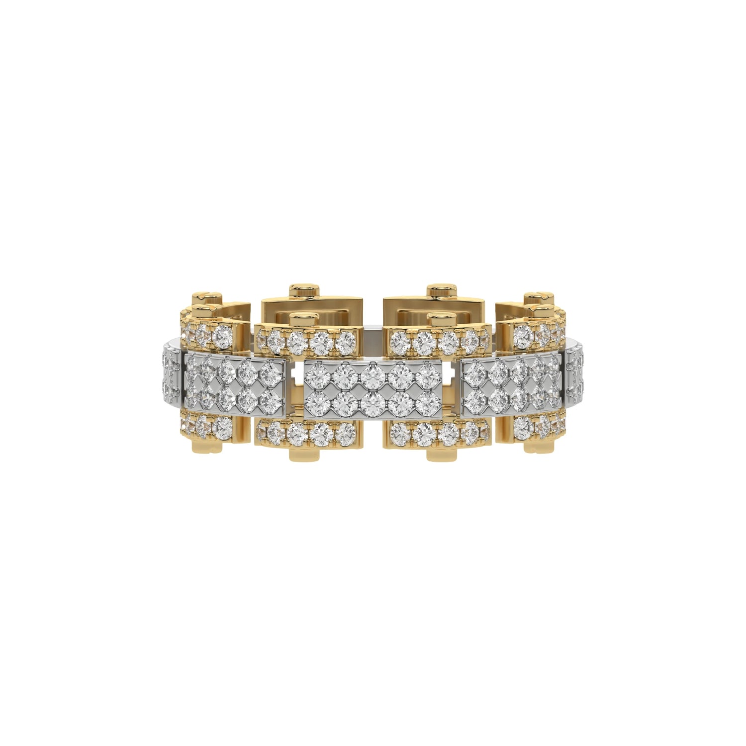 14K Yellow Gold Dual Tone Diamond Eternity Ring 