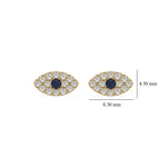 18k yellow gold natural round cut diamond evil eye stud earrings