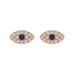 10k yellow gold natural round cut diamond evil eye stud earrings