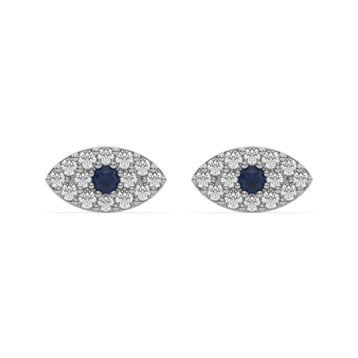 10k white gold natural round cut diamond evil eye stud earrings