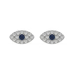 10k white gold natural round cut diamond evil eye stud earrings