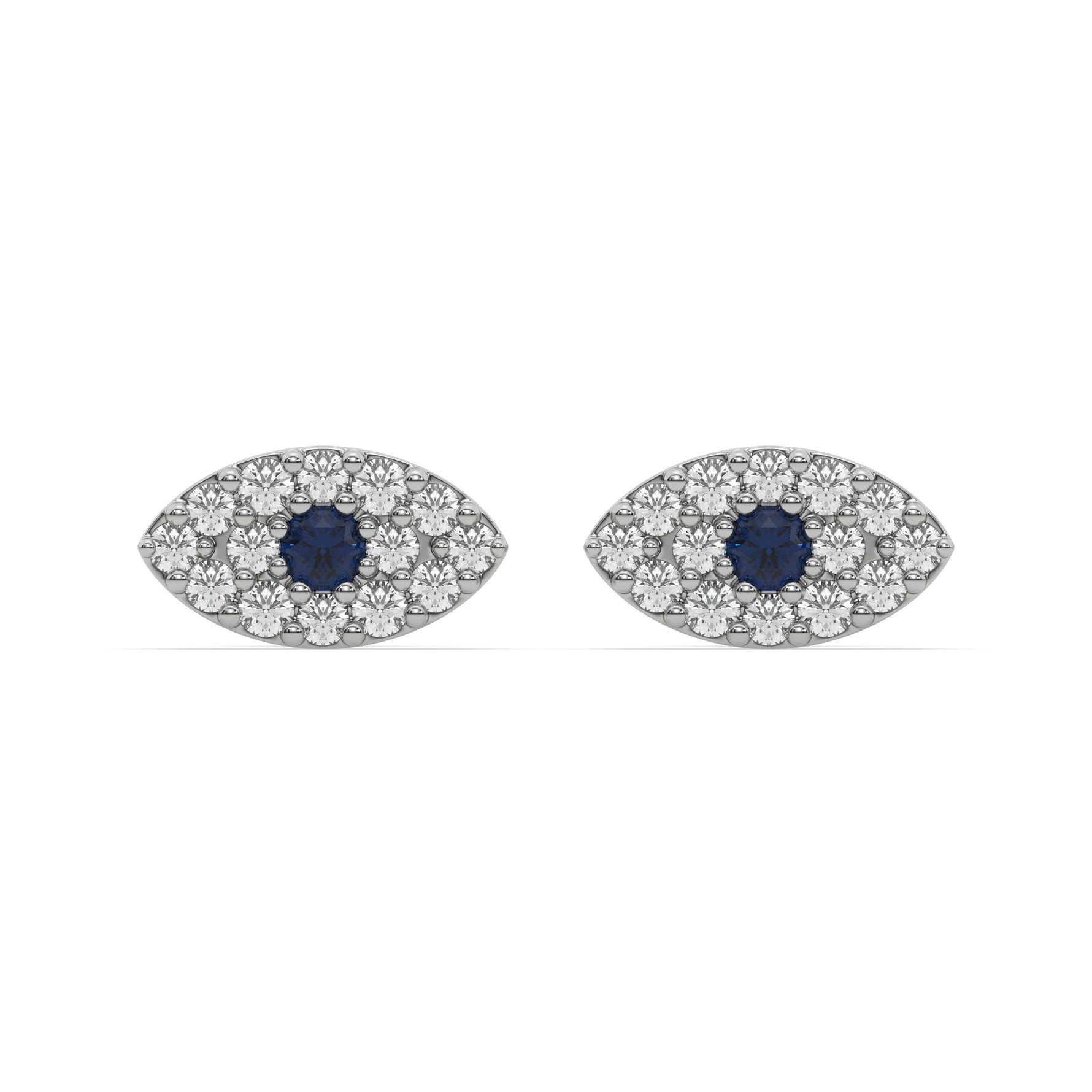 10k white gold natural round cut diamond evil eye stud earrings