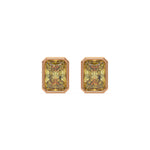 14k rose gold fancy yellow radiant cut diamond solitaire earrings in bezel
