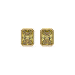 14k yellow gold fancy yellow radiant cut diamond solitaire earrings in bezel