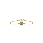 18K Yellow Gold Fancy Green Emerald Solitaire Diamond Bracelet 