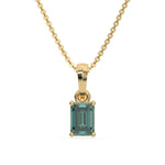 18K Yellow Gold Fancy Green Emerald Solitaire Diamond Necklace