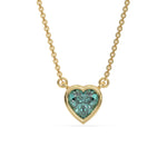 14K Yellow Gold Fancy Green Heart Solitaire Diamond Necklace