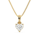 14K Yellow Gold 1 CT Natural Heart Solitaire Diamond Necklace