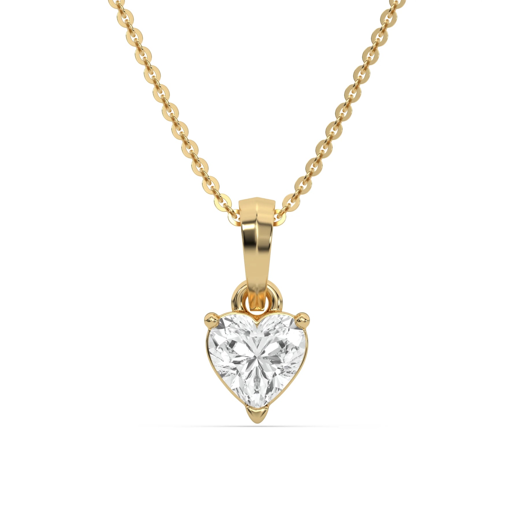 14K Yellow Gold 1 CT Natural Heart Solitaire Diamond Necklace