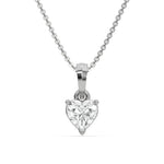 18K White Gold Natural Heart Solitaire Diamond Necklace