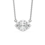 18K White Gold Marquise, Oval and Round Diamond Eye Shape Pendant