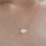 Round Cut Diamond Women Cluster Necklace