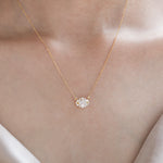 14K Yellow Gold Oval Diamond Cluster Necklace
