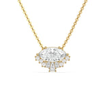 18K Yellow Gold Marquise, Baguette and Round Diamond Crown Pendant