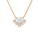 18K Rose Gold Marquise, Baguette and Round Diamond Crown Pendant