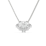 18K White Gold Marquise, Baguette and Round Diamond Crown Pendant