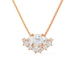 18K Rose Gold Round and Marquise Diamond Cluster Pendant