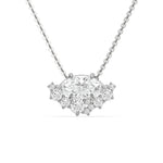 18K White Gold Round and Marquise Diamond Cluster Pendant