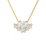 18K Yellow Gold Round and Marquise Diamond Cluster Pendant