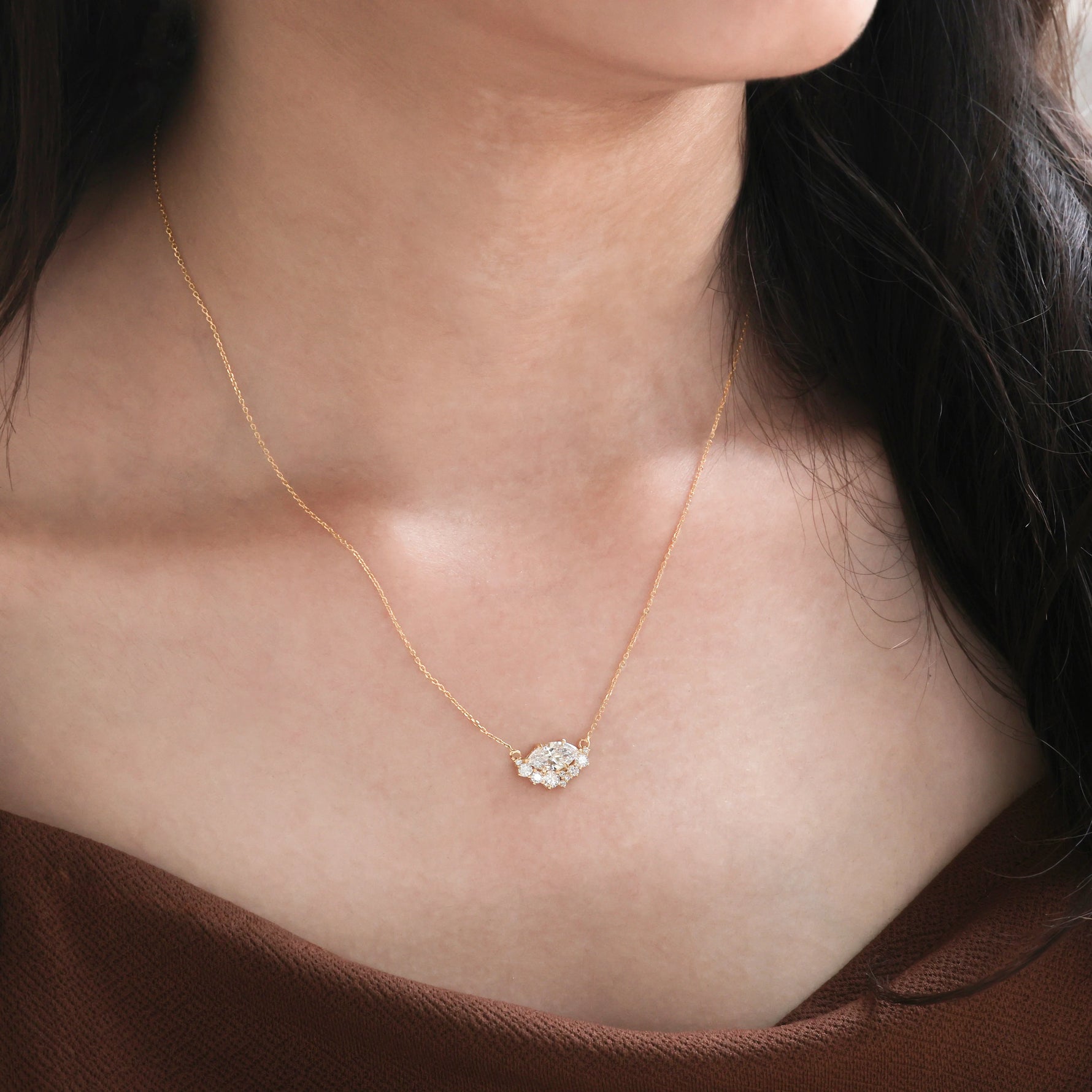 Marquise Diamond Cluster Necklace