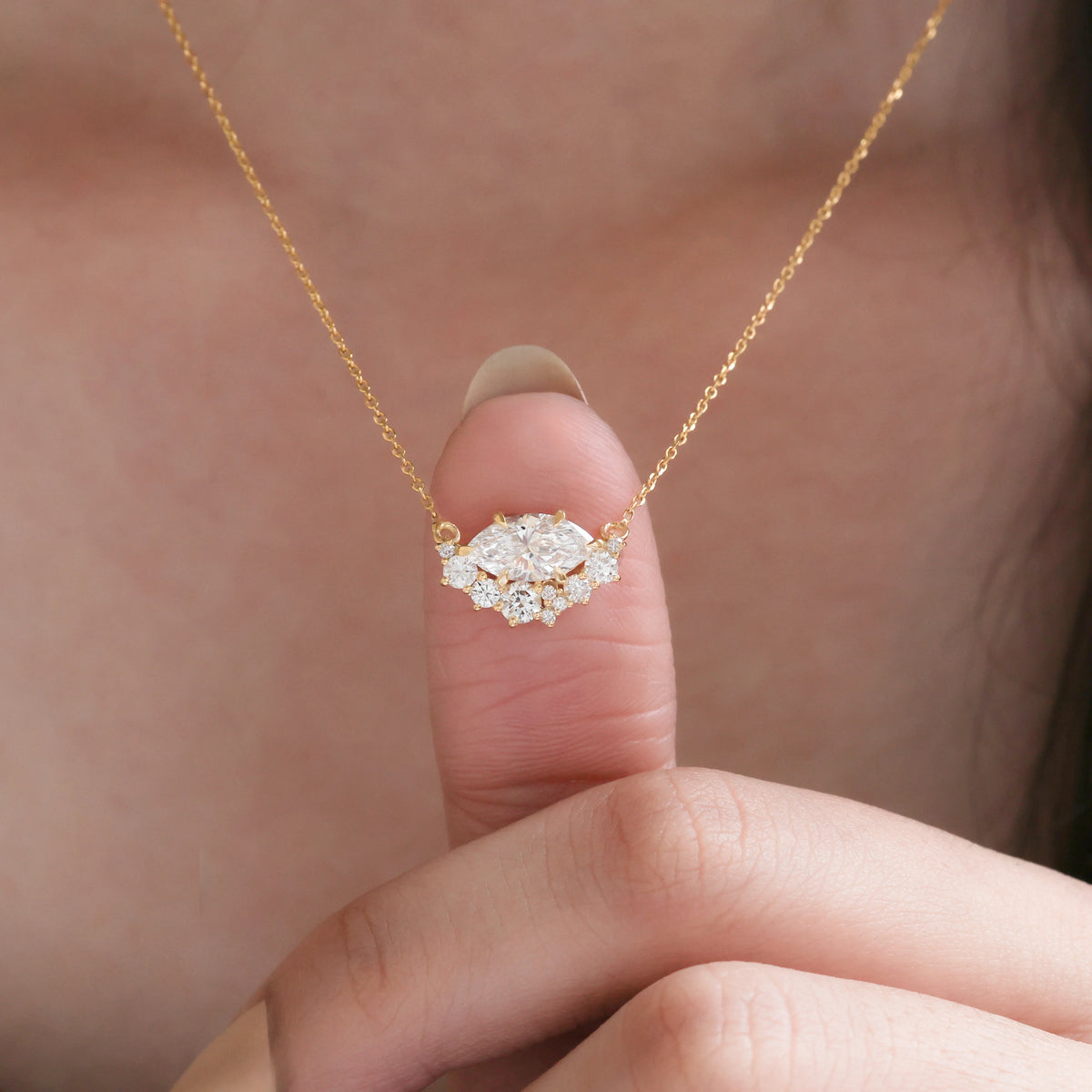 Marquise And Round Diamond Necklace