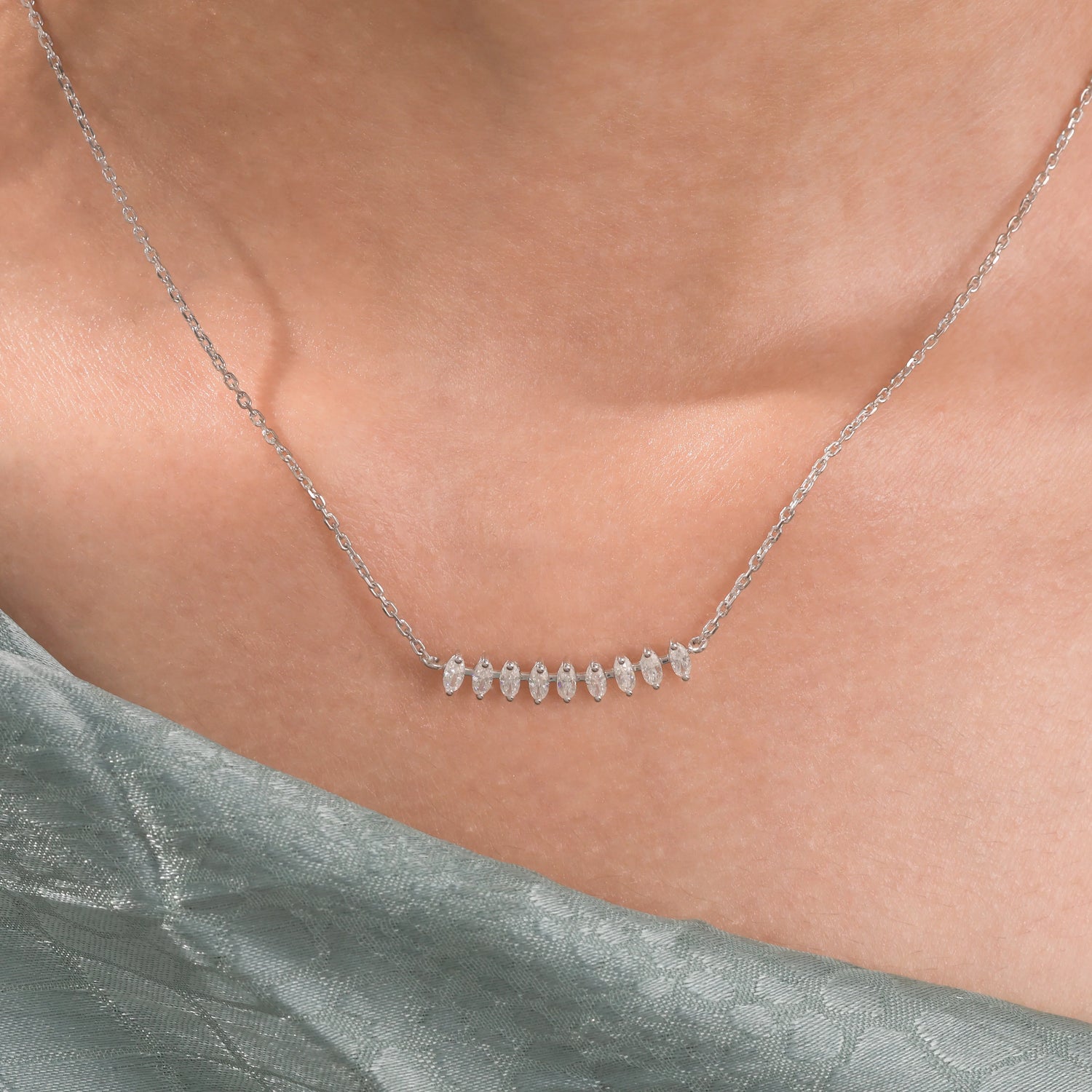 Marquis  Diamond Bar Necklace