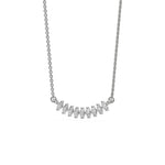 14K White Gold Oval Diamond Curved Necklace