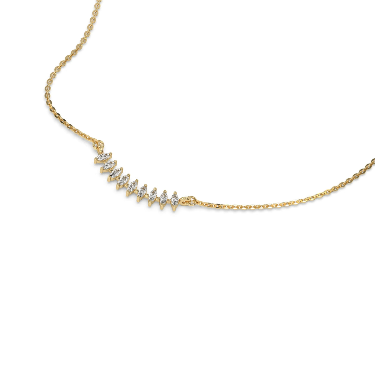 Oval Diamond Curved Necklace