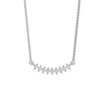 18K White Gold Oval Diamond Curved Necklace