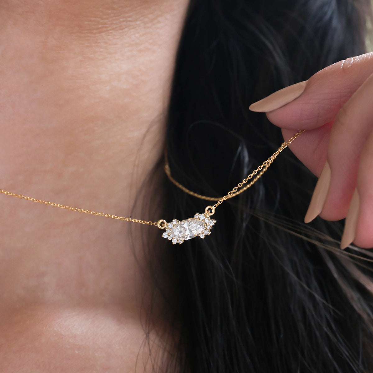 Marquise And Round Diamond Women Necklace