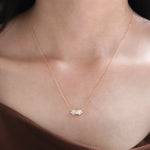 14K Yellow Gold Marquise Cut Diamond Necklace
